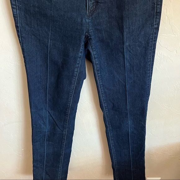 Ann Taylor Loft Modern Straight Dark Wash Creased Denim Jeans - Picture 3 of 8